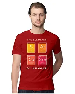 ALLEN BLACK Men's Regular Fit T-Shirt Sarcasm - Elements 100% Cotton T-Shirt Red_SARCELEMEN-Red 5XL Men Round_