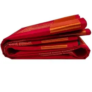 Kanchipuram Silk Saree Original Golden Design with Zari Intricate Jacquard Heritage Weaves Traditional Zari Border & Contrast Rich Pallu(Red)