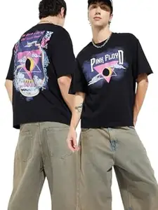 Max URB_N Men Pink Floyd Printed Oversized T-Shirt