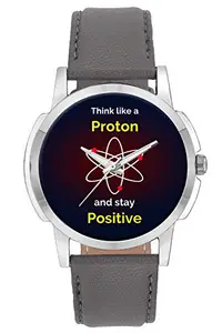BIGOWL Wrist Watch for Men - Think Like a Proton and Always Stay Positive - Analog Men's and Boy's Unique Quartz Leather Band Round Designer dial Watch