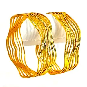 DMJ Premium Gold-Plated Handcrafted Trendy Bangles Jewellery for Women & Girl's (Set Of 2) (DBS204) (2.10)
