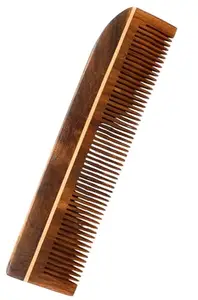 Wooden Hair Comb, Fine-Toothed, Traditional Design, Brown