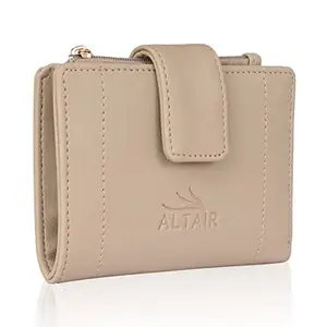 Altair Women's Wallet: Made with Vegan Leather Material Carefully Handcrafted Holds up to 5 Cards Slim and Easy to Fit in Pocket Zipper Coin Pocket (Cream)
