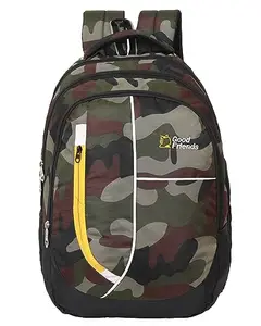 GOOD FRIENDS Water Resistant 40L Laptop Backpack School Bag Backpack College Bag for Men Women (Army)