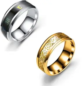 Women Combo Gold Dragon & Silver Smart Temperature Ring (IR271)