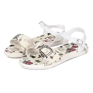 brauch Women's Eiffel Printed Sandal (Cream, 5)