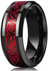 Women Black Red Dragon Ring (IR558) B_- Black Red Dragon Ring (Size-19)_IR558