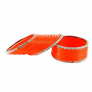 MAYA FASHION Orange Stone Acrylic-Brass Bangle Elegant Extra Large Size Bangle | Perfect Fit for Plus Size banglesTrendy and Comfortable Fit for woman and girls | (Sku-ban1285)