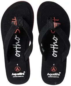 Aqualite Women D.ORTHO-302 Slipper, Black/Red, 4 UK/India