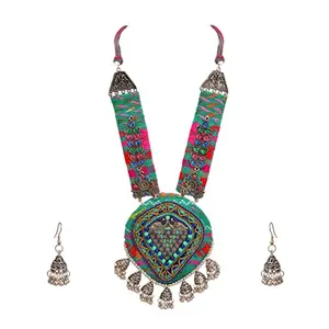Zephyrr Afghani Turkish Tribal Long Pendant Necklace and Earrings Jewellery for Women(JAN-2421)