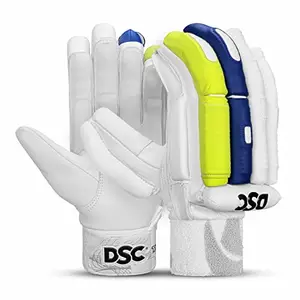 DSC Condor Surge 2.0 Leather Cricket Batting Gloves for Mens, Size - Youth, Left Hand (Blue/Yellow)