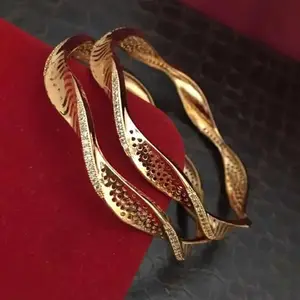 Gold Brass Allure Fusion Bracelet/Bangles for Women | Non-Adjustable | Cubic Zirconia/American Diamond | Size 2.4 | 2 Pcs | fssfg_B&B_2.4