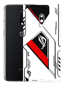 AtOdds - OnePlus 7 Mobile Back Skin Rear Screen Guard Protector Film Wrap (Coverage - Back+Camera+Sides) (Rog Red)