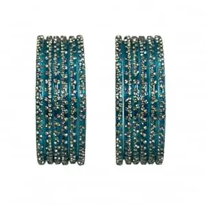 Srijman Crystal Stone Studded Bangles Set for Women – Set of 12, Multicolour, Sizes 2.4 to 2.8, Designer Traditional Chudi