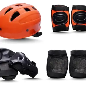 TSI Sports Skating Guard, Protective | Skate, Cycling Protection Set Running Multi Sport Gear for Children Age 5-16 Years, Helmet Elbow Guards Knee Caps & Hand Gloves,Orange Size Small