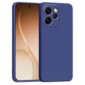amazon basics Back Cover for Oppo Reno 15 Pro Mini 5G | Ultra Slim Soft Rubberised Case | Matte Silicone Flexible Mobile Case | Camera Protection - Blue