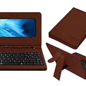 ACM Keyboard Case Compatible with Ikall K300 Mobile Flip Cover Stand Direct Plug & Play Device for Study & Gaming Brown