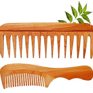Rufiys Neem Wood Comb | Wooden Comb for Hair Growth | Wide Tooth Comb for Men & Women | Pocket Size | Anti-Dandruff Comb