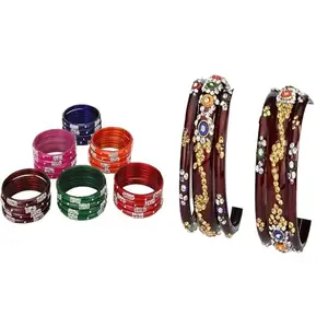 Somil Combo Bangles Set For Women & Girls | Multi-Color Chudi | Wedding, Festival, Daily & Occasion Use, Pack Of 30, Multicolor, Maroon -A281