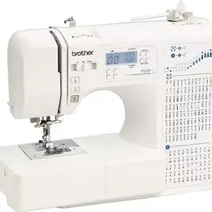 Brother Fs101 Automatic Zig-Zag Computerized Electric Sewing Machine100-Built-In Decorative Stitch And 55-Built-In Character Stitches/Lcd Display/Led Light Japanese Quality., White