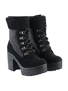 Stylestry Women & Girls Trendy Casual Stylish Mid Tops Boots/Boot-05/Black/UK8