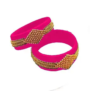 pratthipati's Silk Thread Bangle New s Plastic Bangle Set For Women & Girls (Pink1)