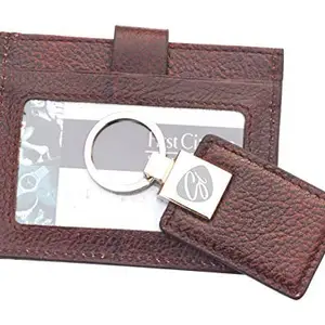 SIADORABLE Genuine Leather Purse Cum Card Holder and Key Ring, Gift Hamper Combo for Men, Made in India - Brown
