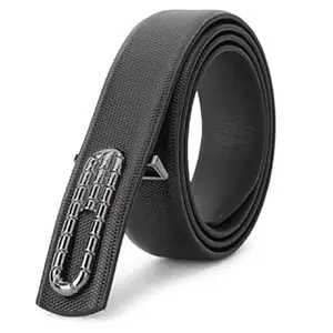 Kastner Men's Formal and Casual Pin Closer PU Leather Belt with Textured Design and Buckle