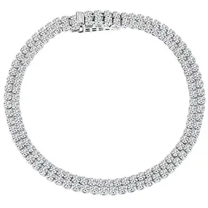Peora Silver Plated Cubic Zirconia Studded Openable Bracelet Fashion Jewellery Gift for Women & Girls