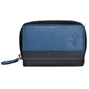 FT Genuine Leather Made Wallet for Women-Blue and Black