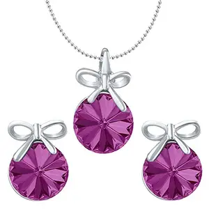 Mahi Fushia Purple Bow Pendant Set for Women and Girls NL1104080RCFus