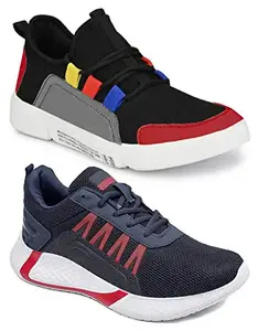 Axter Men's (9096-9311) Multicolor Casual Sports Running Shoes 6 UK (Set of 2 Pair)