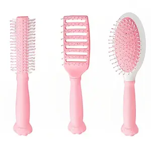 MAYCREATE® Set of 3 Hair Comb for Women Girls Hair Brush Set Anti Static Scalp Massage Comb Hair Straightener Detangling Paddle Brush, Gift Box Packing (Pink)