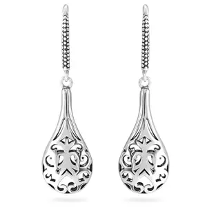 Peora 925 Sterling Silver Oxidised Anti Tarnish Small Drop Filigree Balinese Earrings Jewellery Collections Navratri Gift for Women Girls