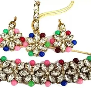 ONLINE JMS Kundan Flower Necklace Set for Women, Girl