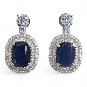 qrated jewels sapphire look drop earrings for women and girls