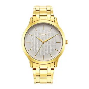 Titan Karishma Radiance Quartz Analog White Dial Gold Stainless Steel Strap Watch for Men - NT1825YM06