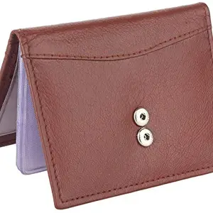 Men Brown Original Leather RFID Card Holder 20 Card Slot 0 Note Compartment
