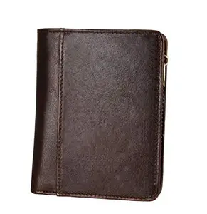 SPL Genuine Leather RFID Zipper Coin Pocket Mini Wallet for Men (Coffee | 8231)
