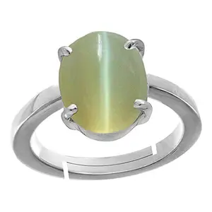 Anuj Sales Anuj Sales 5.50 Carat Cat's Eye Stone Ring Silver Adjustable for Men and Women, Green