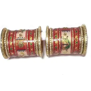 AAPESHWAR Plastic Beautiful Traitional Chudas/Bangle Set for Women and Girls (Red, 2.4) (Pack of 30)