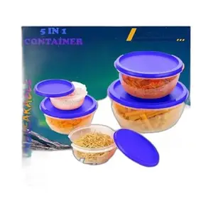 Kitchen Container |250+450+800+1400+2500 ml| Stackable Refrigerator Organizer for Fresh Food Storage | BPA-Free Kitchen Solution Transparent Food Storage Stackable frid|Design - 456for Home