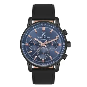 DANIEL KLEIN Leather Analogue Blue Dial Men's Watch-DK.1.13528-5