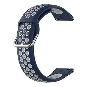 ACM Watch Strap Silicone Belt compatible with Kospet Tank T3 Smartwatch Breatheable Dual Color Dot Band Blue with White