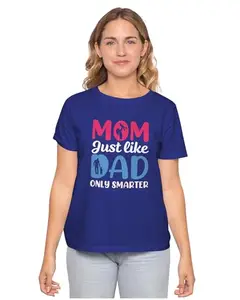 ALLEN BLACK Men's & Women's Regular Fit T-Shirt Mom, Just Like Dad, Only Smarter - Funny Quote 100% Cotton Unise T-Shirt Royal Blue_SMARTR31-Royal Blue 5XL Men Round_