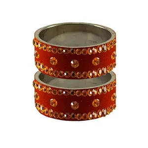 Vidhya Kangan Orange Stone Stud Brass Bangle (ban11971-2.6)
