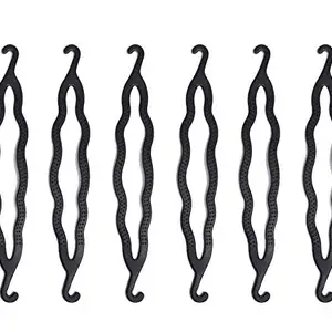 Fully Hair Twisted Clip Bun Maker Tools For Girls Juda Bun Maker Accessories For Girls Hair Styling For Women Set Of 6 Pcs Black 20 Gram Pack Of 1