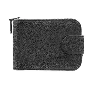 The Wallet Store Harmony Zipper RFID Protected Genuine Leather Wallet for Men | Bi-Fold Wallet | 4 Card Slots | Coin Pocket | Hidden Pockets (Black)