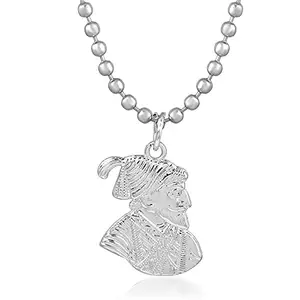 Morir Silver Plated Chhatrapati Shivaji Maharaj Ball Chain Pendant Locket Necklace Fashion Jewellery for Men/Women
