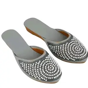 Women's Ethnic Traditional Slip-On Flats Cushioned Beautiful for Comfort | Comfortable & Stylish for Girls & Women KF_13_Yellow_27 KF280